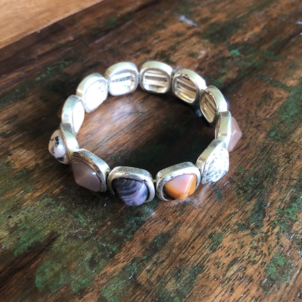 Fossil Gold and Stone Stretch Bracelet